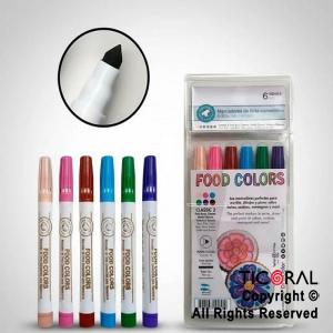 MARCADOR DE TINTA COMESTIBLE FOOD COLORS PASTELES SURTIDO Nro.2  X 6 MARCADORES